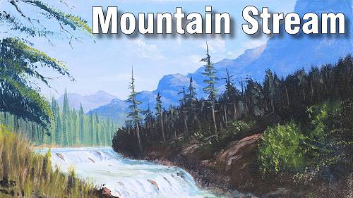 how to paint a mountain stream in acrylic