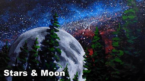 how to paint stars moon night sky