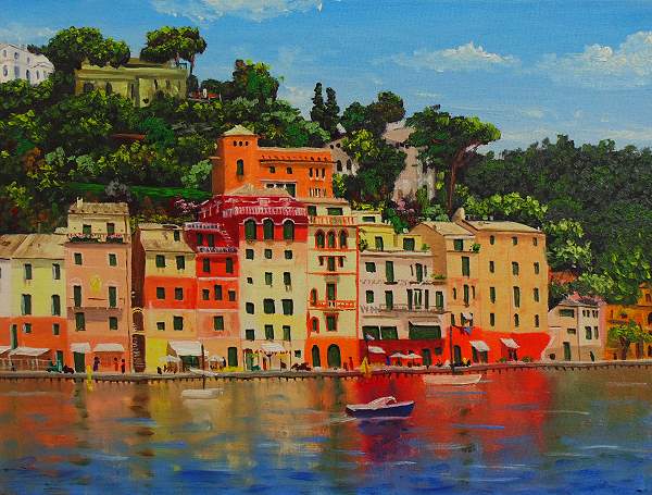 portofino harbour painting in oil tutorial lesson classes art