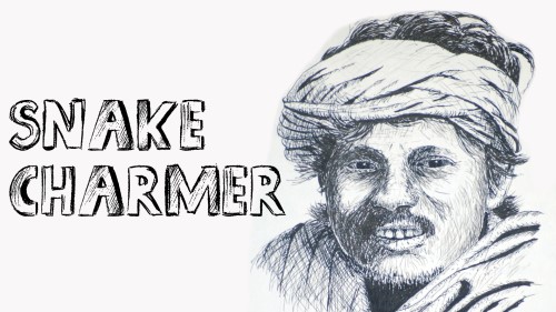 how to draw a snake charmer pen and ink