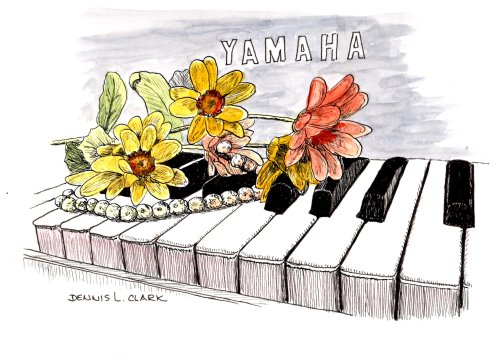 flowers on piano