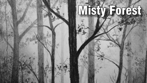 how to draw a misty forest
