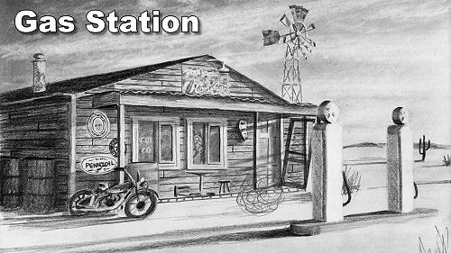 how to draw weathered textures gas station
