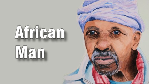 how to paint african man watercolour