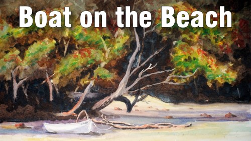 how to paint boat on beach watercolour