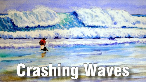 how to paint crashing waves watercolour