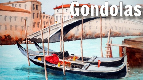 how to paint gondolas watercolour