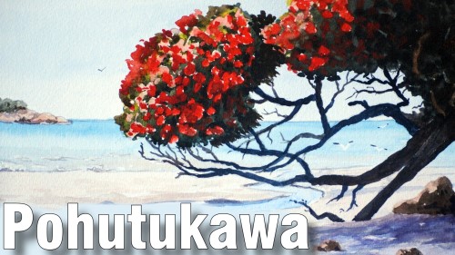 how to paint pohutakawa tree watercolour