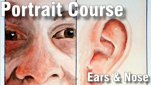 how to paint ears nose portrait course watercolour