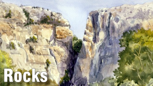 how to paint rocks watercolour
