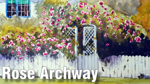 how to paint rose archway watercolour